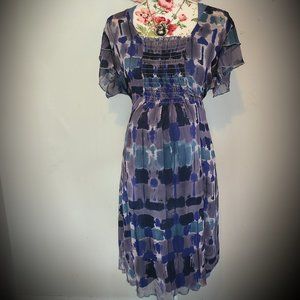 Blue Tie Dye Chiffon Maternity Dress